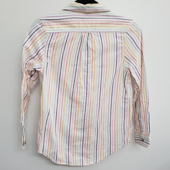 Cat & Jack Stripe Cotton Long Sleeve Button Blouse Girls Sz L - Picture 2 of 7
